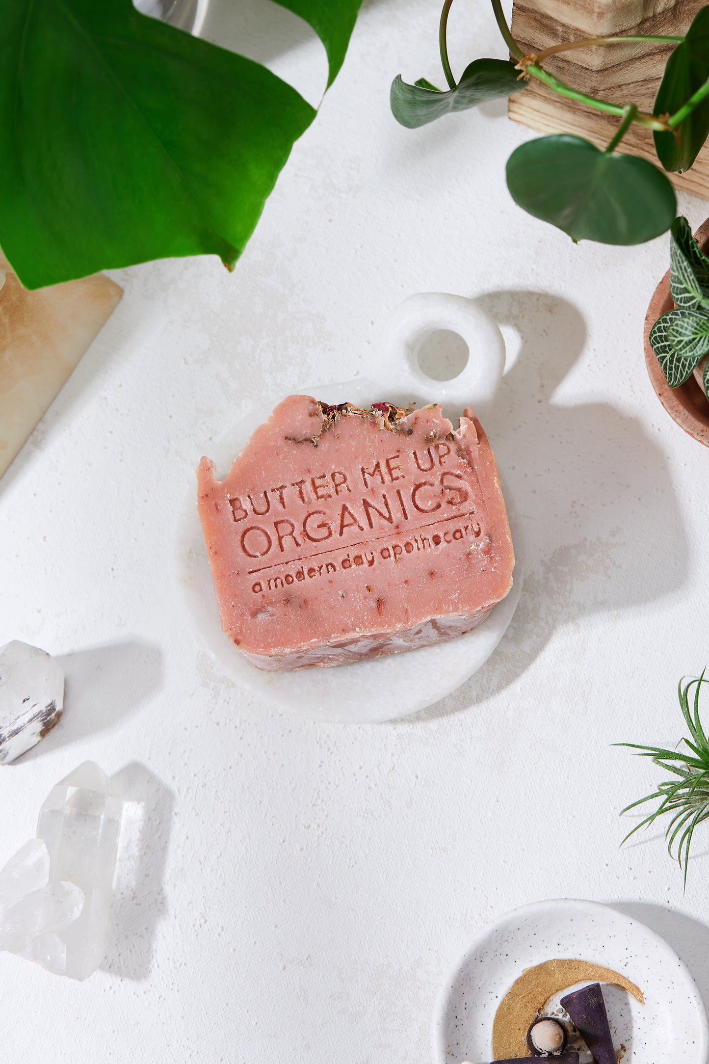Rose Garden Organic Soap Bar With Pink Clay Rose Petals