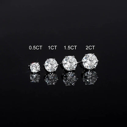 1ct-4ct D Color VVS1 3EX Round Moissanite Stud Earrings Platinum Plated 925