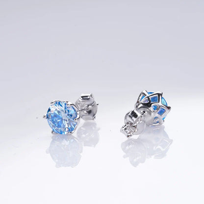 1ct-4ct D Color VVS1 3EX Round Moissanite Stud Earrings Platinum Plated 925