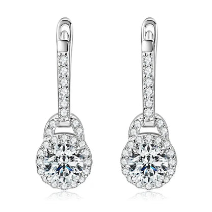 S925 Sterling Silver 0.5ct Moissanite Dangle Hoop Earrings for Women