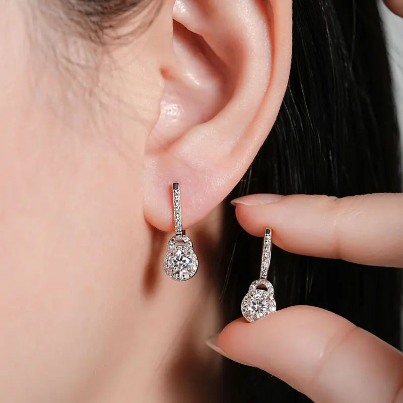 S925 Sterling Silver 0.5ct Moissanite Dangle Hoop Earrings for Women