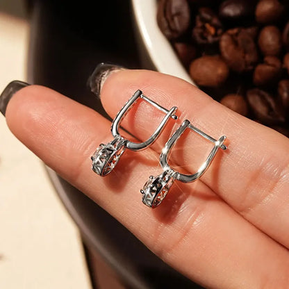 S925 Sterling Silver 0.5ct Moissanite Dangle Hoop Earrings for Women