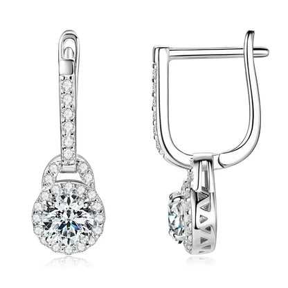 S925 Sterling Silver 0.5ct Moissanite Dangle Hoop Earrings for Women