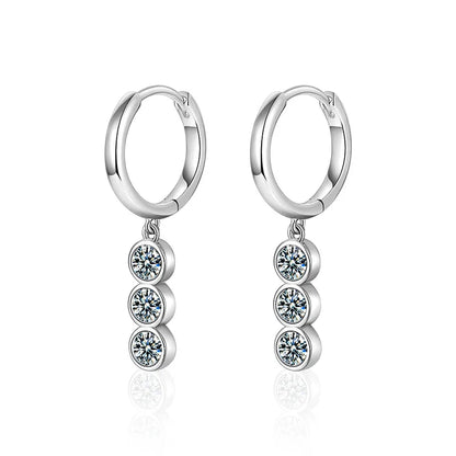 S925 Sterling Silver Moissanite Dangle Earrings Fringe Drop Studs for Women