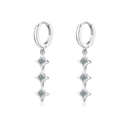 S925 Sterling Silver Moissanite Dangle Earrings Fringe Drop Studs for Women