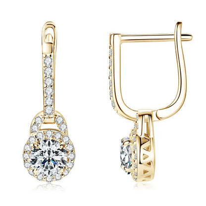 S925 Sterling Silver 0.5ct Moissanite Dangle Hoop Earrings for Women
