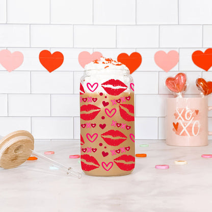 Self Love Club 20oz Glass Tumbler With Bamboo Lid Red Heart Gold Accents