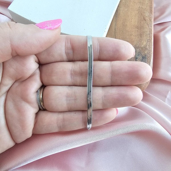 Silver Herringbone Bracelet Luxe Sterling Dainty Adjustable