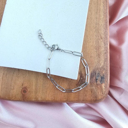 Silver Paper Clip Bracelet Luxe Minimal Everyday Chain