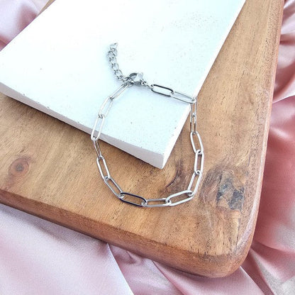 Silver Paper Clip Bracelet Luxe Minimal Everyday Chain