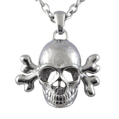 Silver Skull Pendant Necklace Gothic Biker Unisex Chain