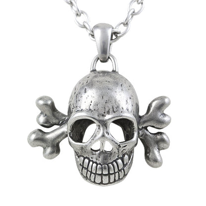 Silver Skull Pendant Necklace Gothic Biker Unisex Chain