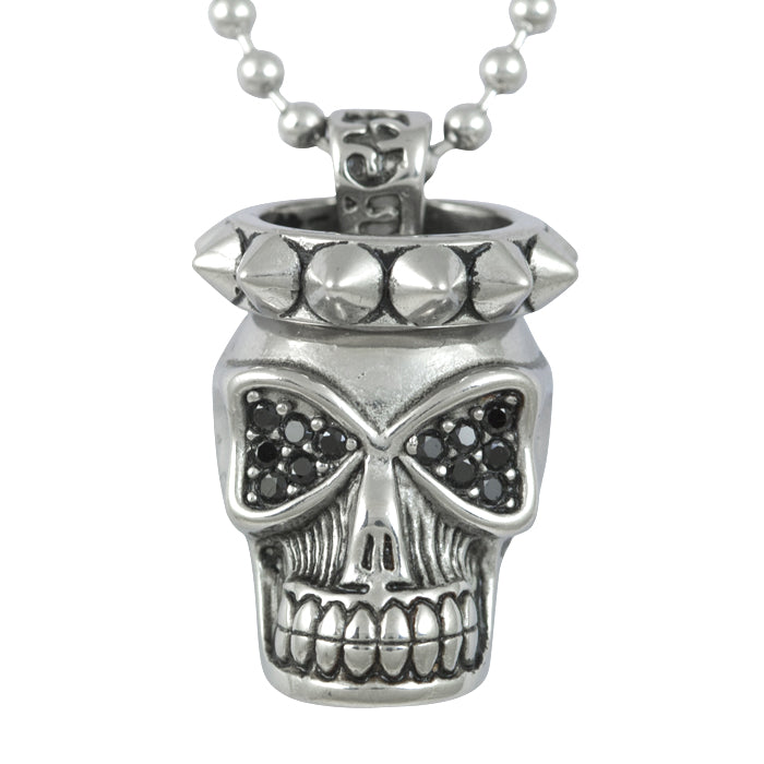 Silver Skull Spike Pendant Necklace Gothic Punk Chain