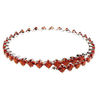 Single Line Halo Square Rhinestone Wrap Bracelet Silver