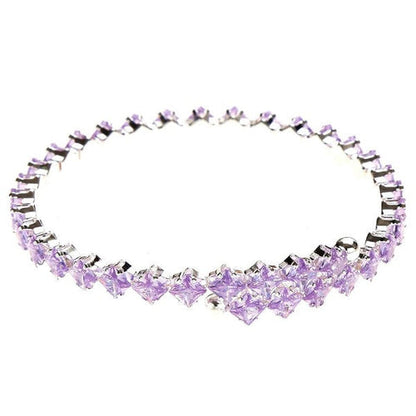 Single Line Halo Square Rhinestone Wrap Bracelet Silver