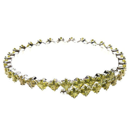 Single Line Halo Square Rhinestone Wrap Bracelet Silver