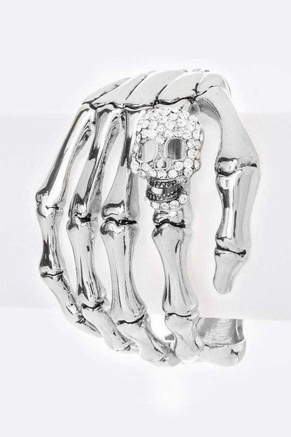 Skull Skeleton Hand Gold Bangle Gothic Statement Cuff
