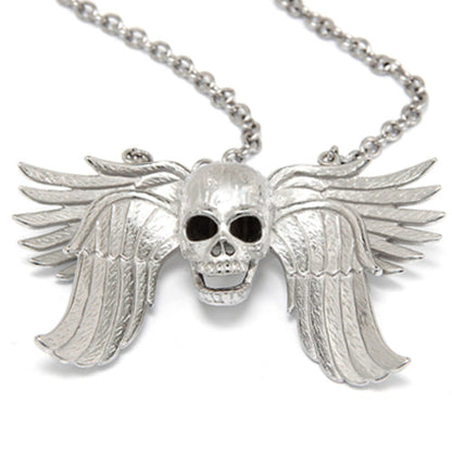 Skull Wing Pendant Necklace Gothic Silver Chain Unisex