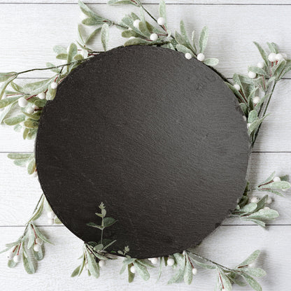 Slate Round 14 Inch Cheese Board - Natural Edge Serving Platter