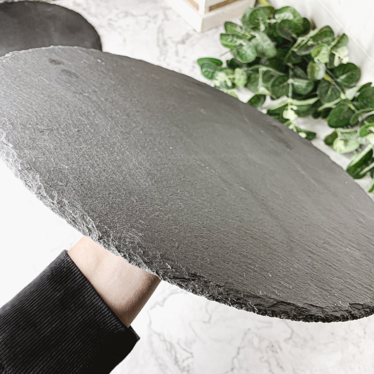 Slate Round 14 Inch Cheese Board - Natural Edge Serving Platter