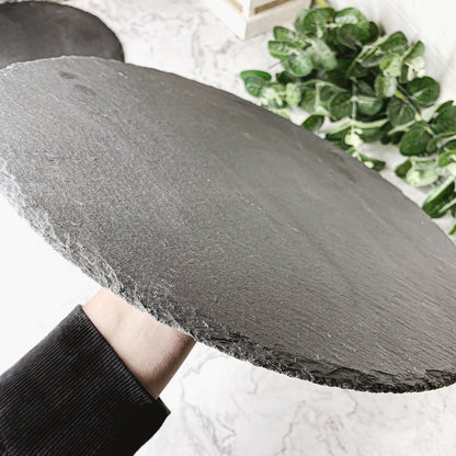 Slate Round 14 Inch Cheese Board - Natural Edge Serving Platter