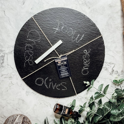 Slate Round 14 Inch Cheese Board - Natural Edge Serving Platter