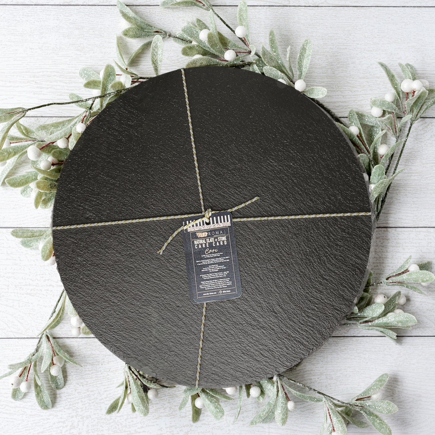 Slate Round 14 Inch Cheese Board - Natural Edge Serving Platter