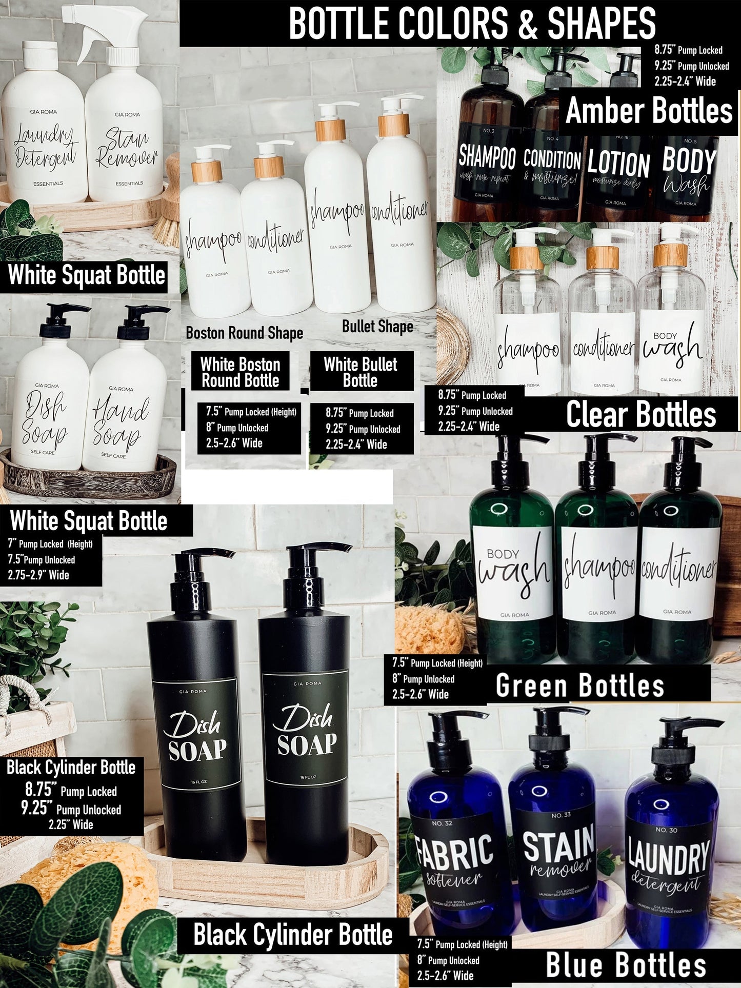 16oz Plastic Spray Bottles With White Or Black Waterproof Labels