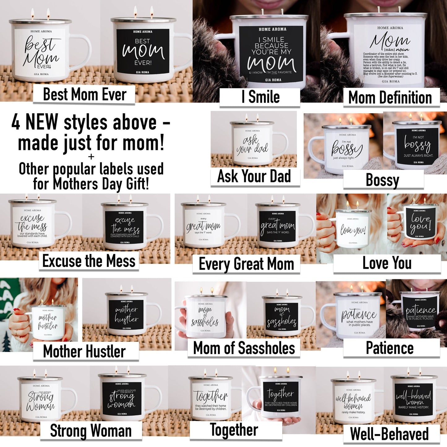 Mothers Day Candle Mug 16oz Reusable Metal Candle Soy Gift