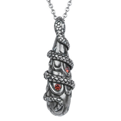 Snake Teardrop Necklace Gothic Silver Serpent Pendant