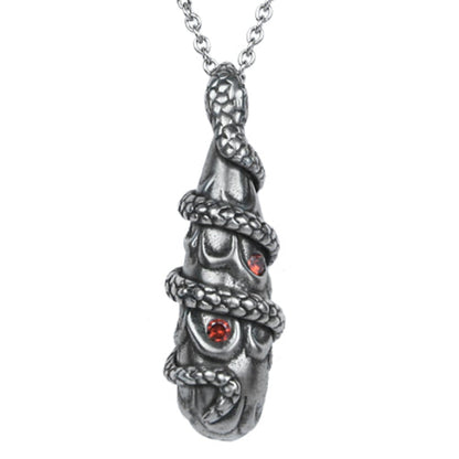 Snake Teardrop Necklace Gothic Silver Serpent Pendant
