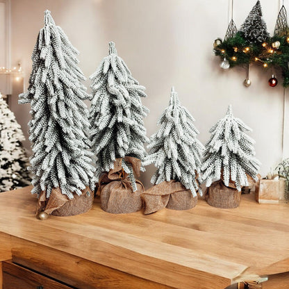Snow Flocked Artificial Christmas Trees Realistic Mini Holiday Home Decor