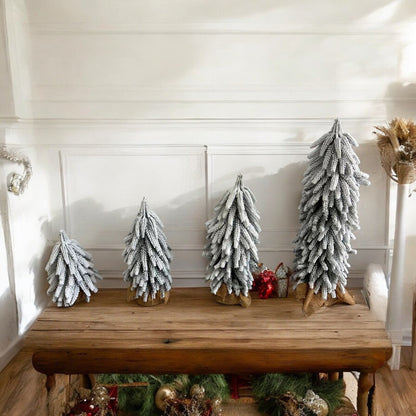 Snow Flocked Artificial Christmas Trees Realistic Mini Holiday Home Decor