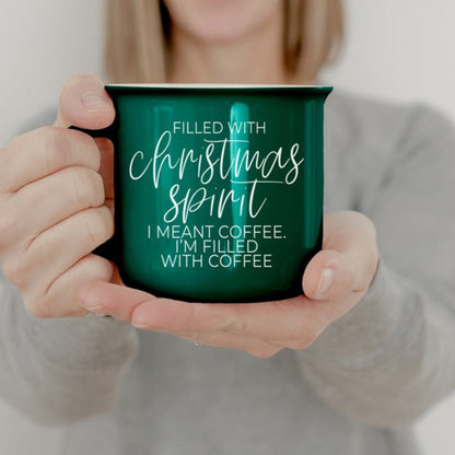 Christmas Coffee Mug 14.5oz Ceramic Campfire Style Red Or Green Double-Sided