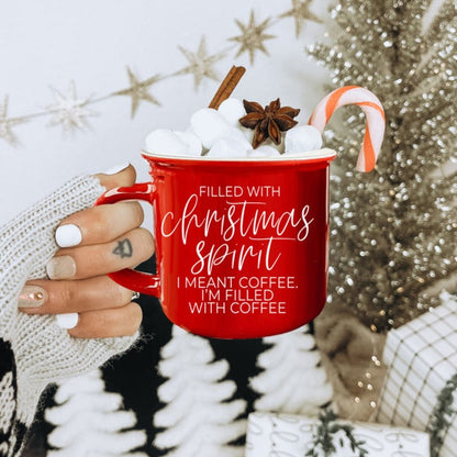 Christmas Coffee Mug 14.5oz Ceramic Campfire Style Red Or Green Double-Sided