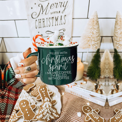Christmas Coffee Mug 14.5oz Ceramic Campfire Style Red Or Green Double-Sided