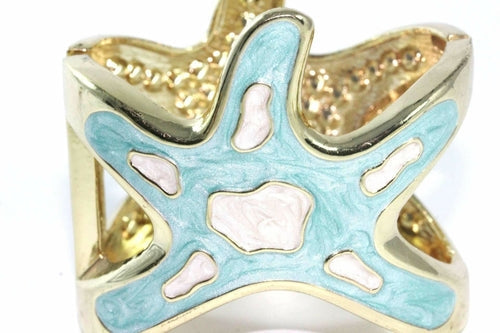 Starfish Rhinestone Bangle Gold Beach Bracelet Jewelry