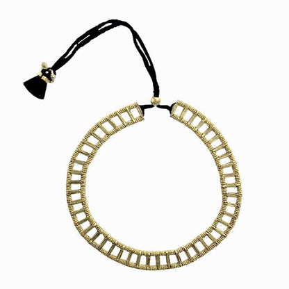 Statement Maya Collar Necklace Boho Indian Inspired Cotton Tassel Back Drape