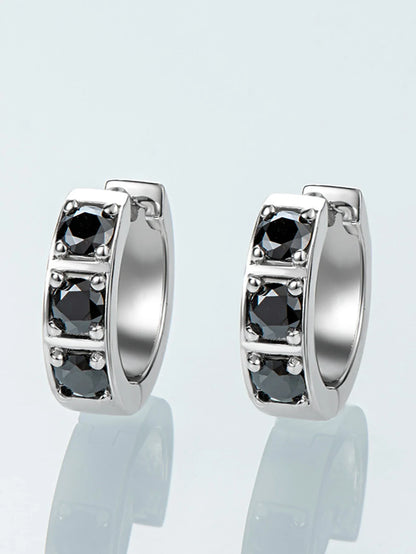 Sterling Silver 0.6ct Moissanite Hoop Earrings Black White Two-Tone 925