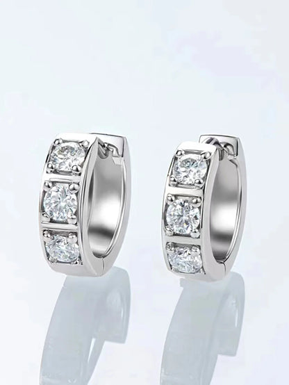 Sterling Silver 0.6ct Moissanite Hoop Earrings Black White Two-Tone 925