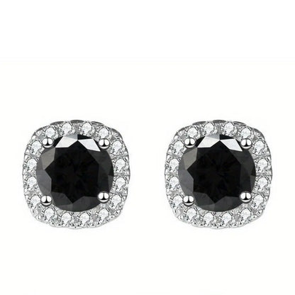Sterling Silver 925 Moissanite Square Stud Earrings For Women Sparkling Gift