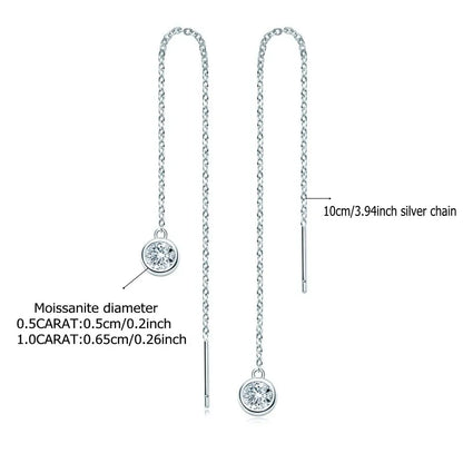 Sterling Silver 925 Moissanite Drop Earrings 1ct Bubble Ear Wire