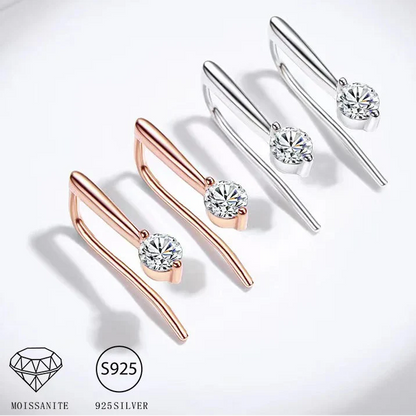 Sterling Silver 925 Moissanite Drop Earrings 1.0cttw (0.5ctx2) Bridal Luxury Fashion Gift