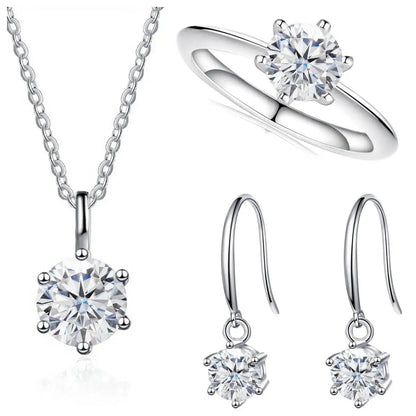 Sterling Silver 925 Moissanite Jewelry Set 2.5CT D Color Necklace Earrings
