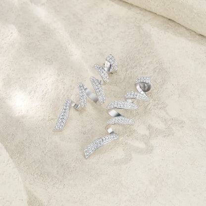 Sterling Silver 925 Moissanite Spiral Drop Earrings For Women Twisted Elegant