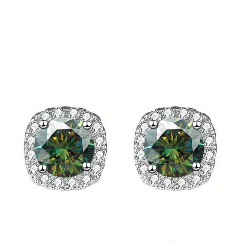 Sterling Silver 925 Moissanite Square Stud Earrings For Women Sparkling Gift