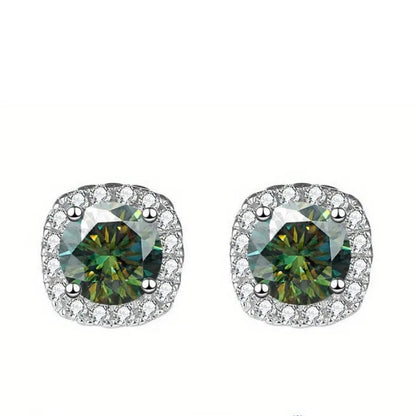 Sterling Silver 925 Moissanite Square Stud Earrings For Women Sparkling Gift