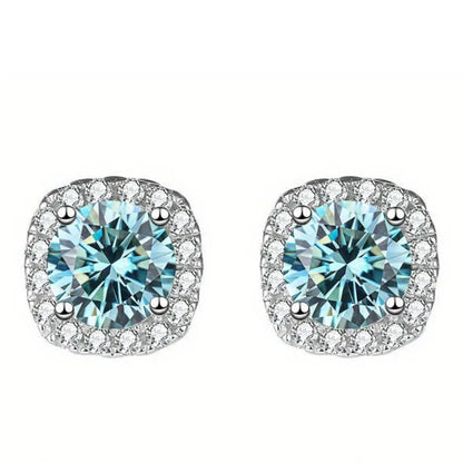 Sterling Silver 925 Moissanite Square Stud Earrings For Women Sparkling Gift