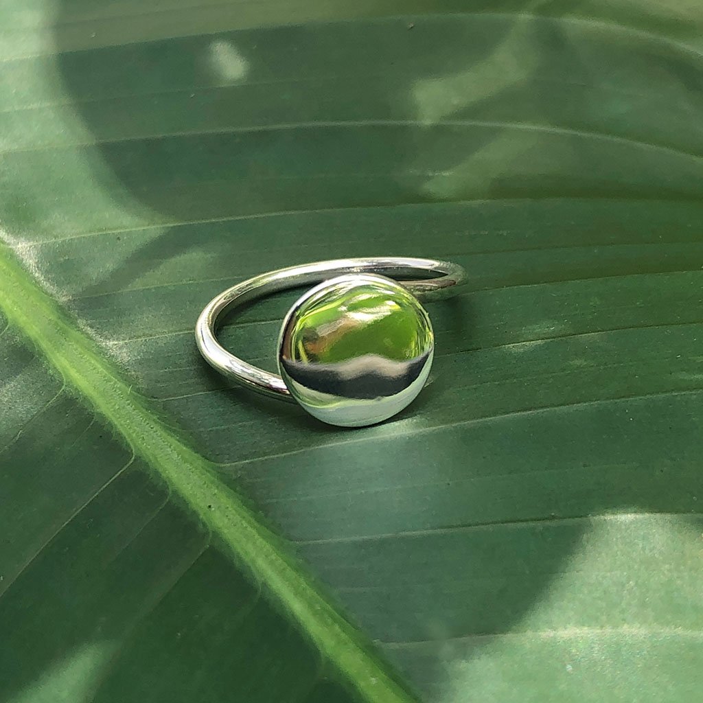 Sterling Silver Full Moon Ring Minimalist Luna Band Size 7 Handmade Peru