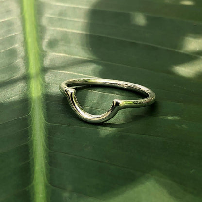 Sterling Silver Half Moon Ring Size 7 Minimal Stacking Moon Jewelry